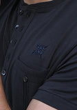 Basic Jersey Henley Pocket Black T-Shirt