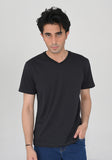Basic Jersey V Neck Black T-Shirt