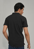 Basic Polo Black Knitted Collar T-Shirt