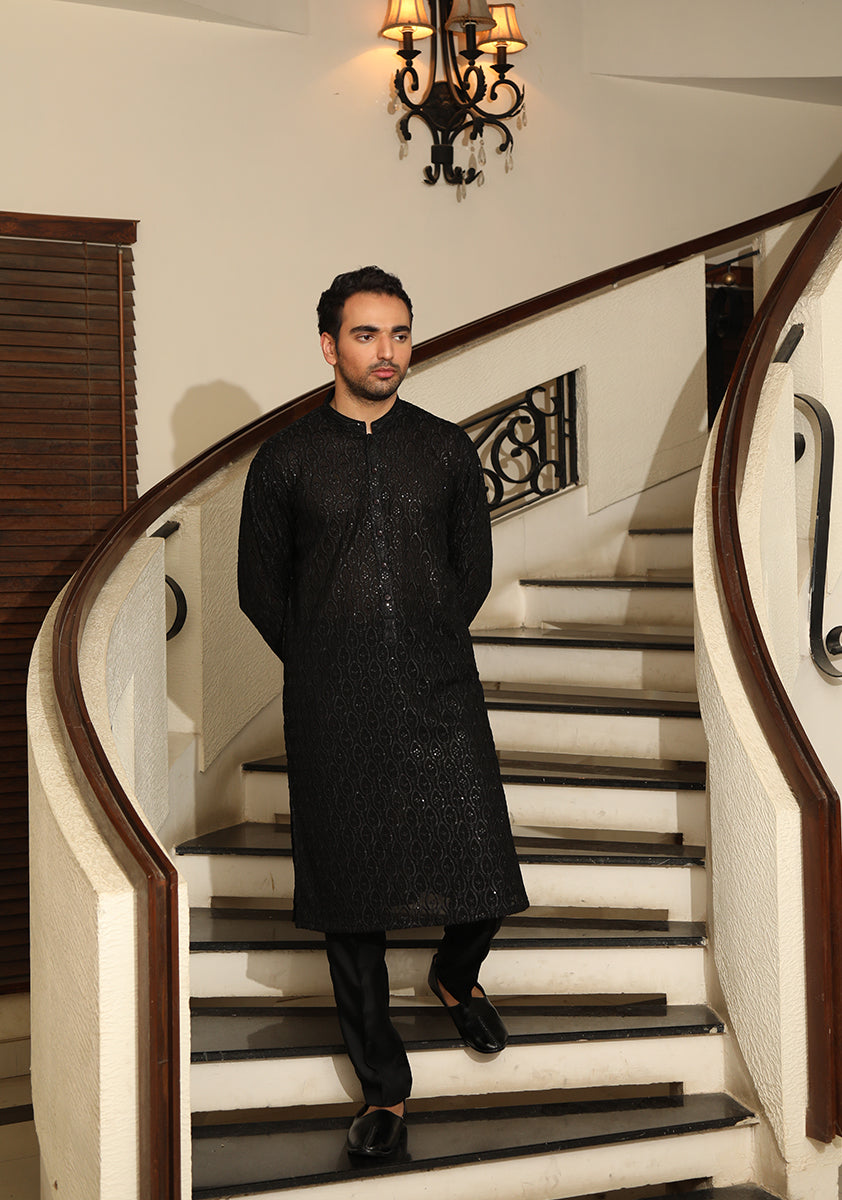 Amiradnan Amir Adnan Suits Couture Black Kurta Pajama – Amir Adnan