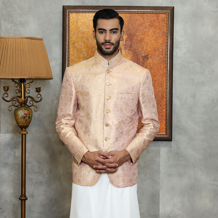 Premium Jamawar Pink Jacket