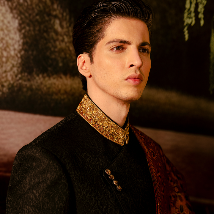 Premium Karandi Jamawar Tap Shoe  Embroidered Sherwani