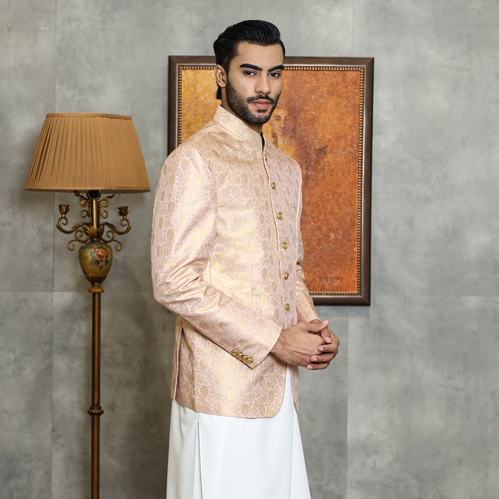 Premium Jamawar Pink Jacket