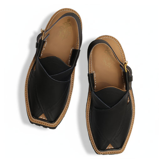 Black Leather Peshawari Sandal