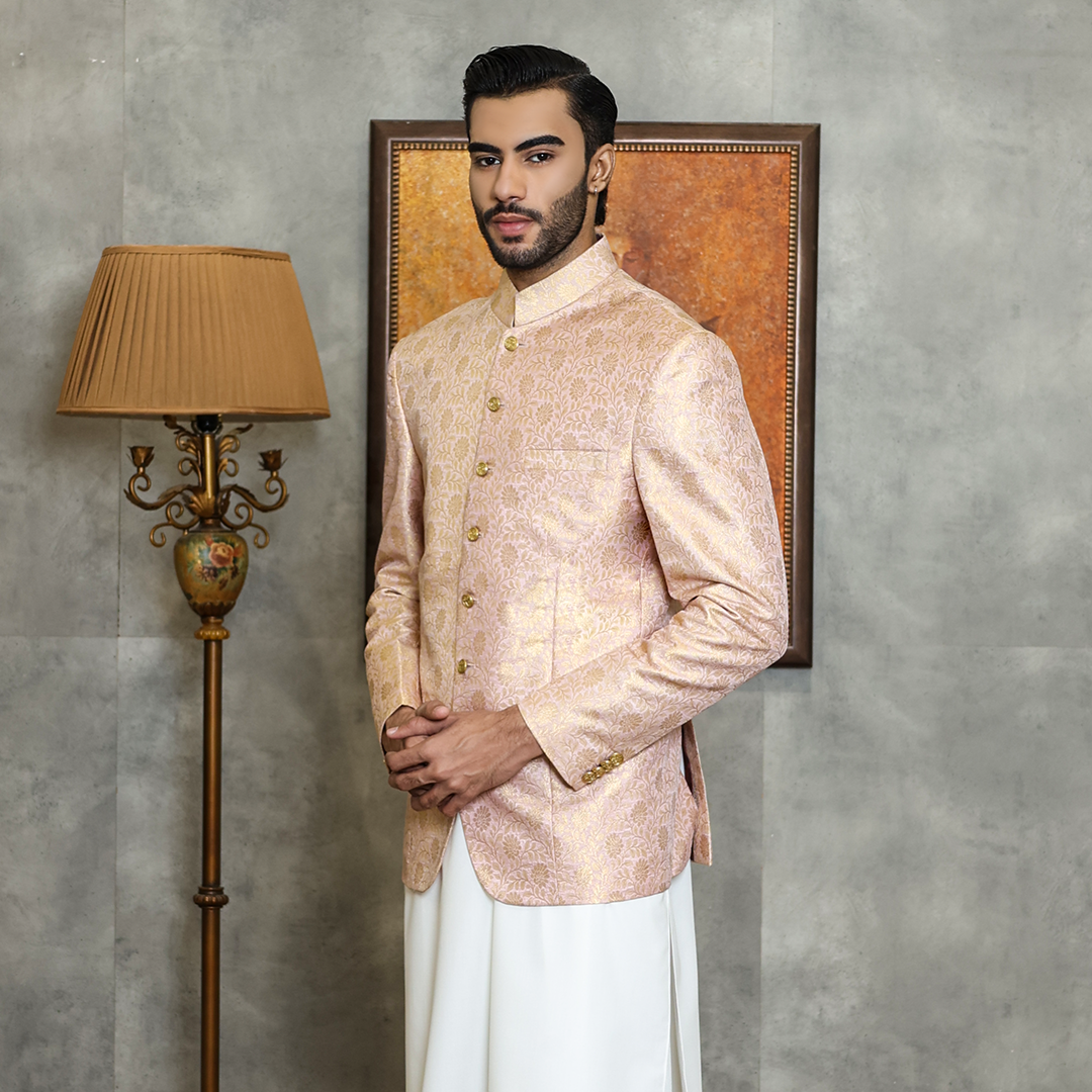 Premium Jamawar Pink Jacket