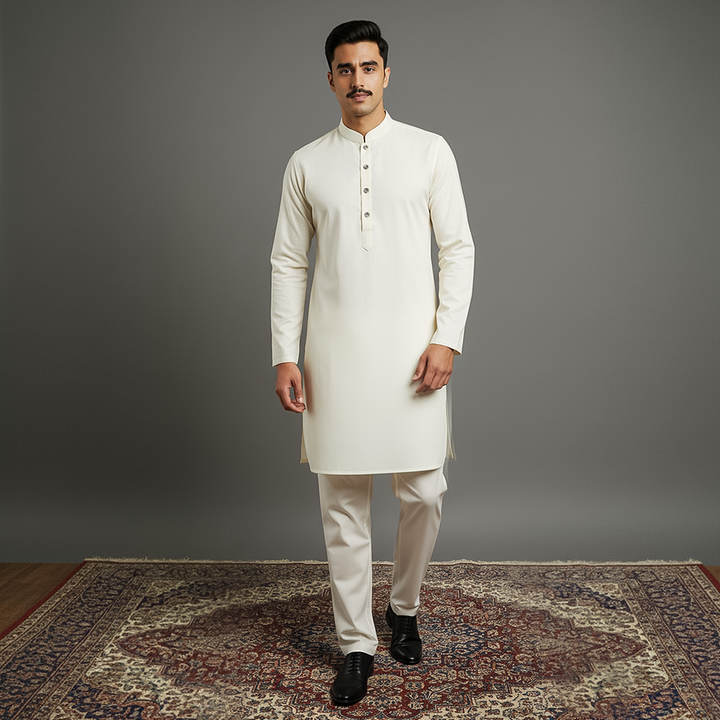 Basic Poly Viscose Cream Slightly Defected Slim Fit Suit