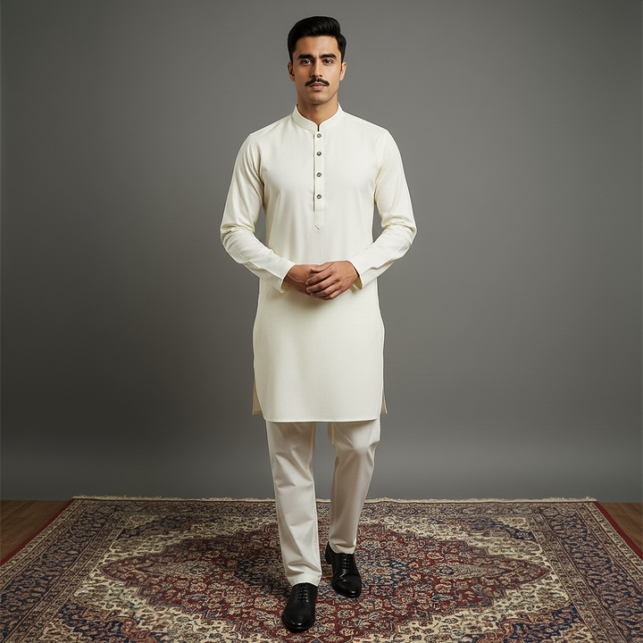 Basic Poly Viscose Cream Slightly Defected Slim Fit Suit