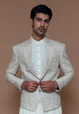 Premium Jamawar Beige Couture Traditional Jacket