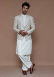 Premium Jamawar Beige Couture Traditional Jacket