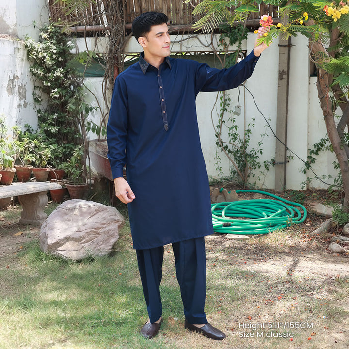 Classic Fit Emb Shirt Collar Suit