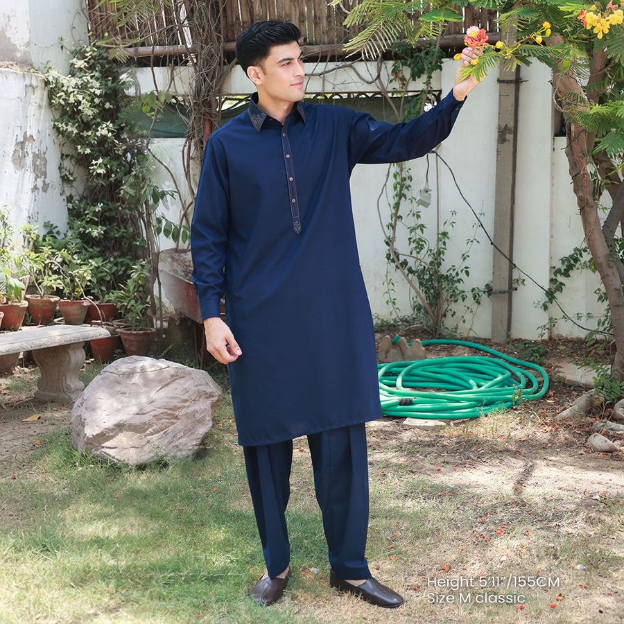 Classic Fit Emb Shirt Collar Suit