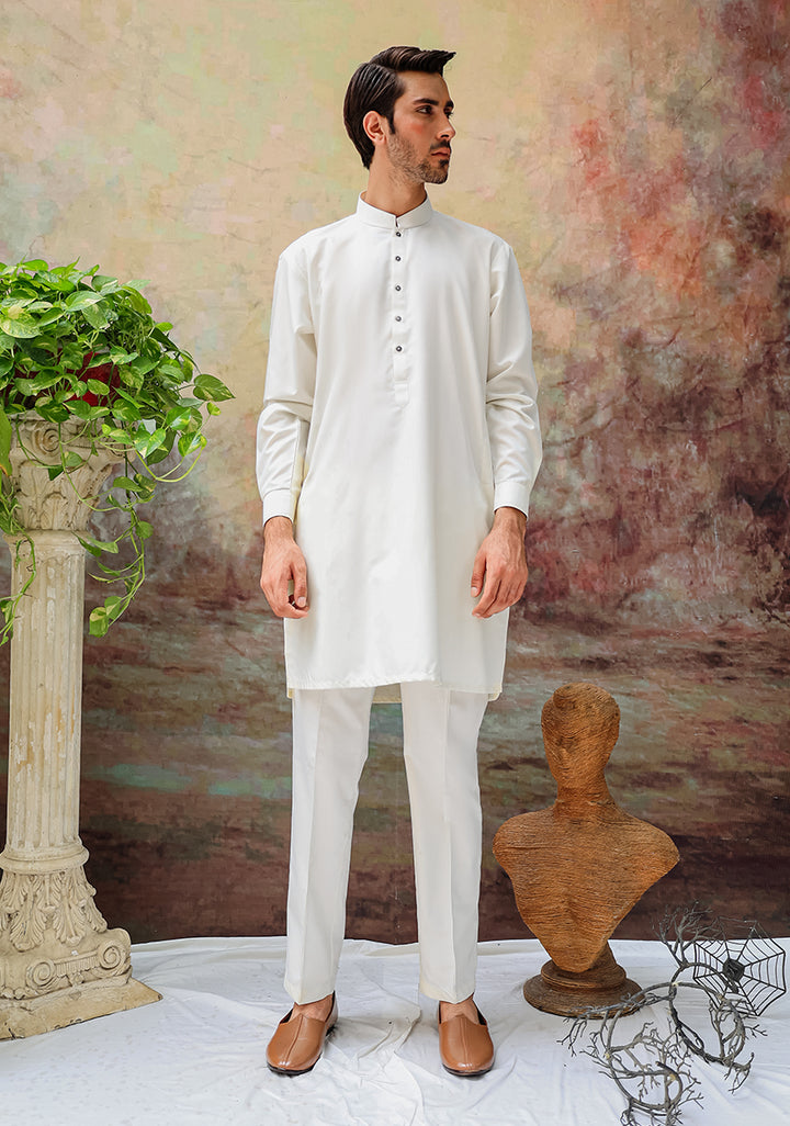 PV Cloud dancer Slim Fit Plain Kurta Pajama