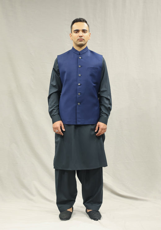 Suiting Medieval Blue Traditional Slightly Defected Waistcoat