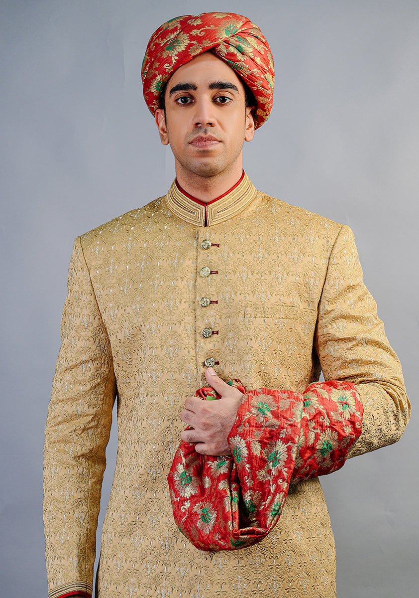 Traditional Jamawar Maroon Turban
