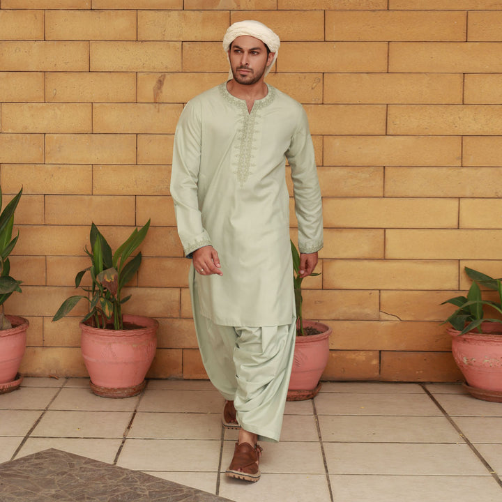 Pistachio Embroidered Kurta Shalwar