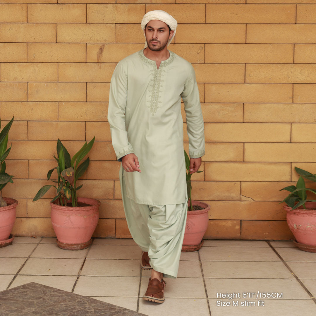 Pistachio Embroidered Kurta Shalwar