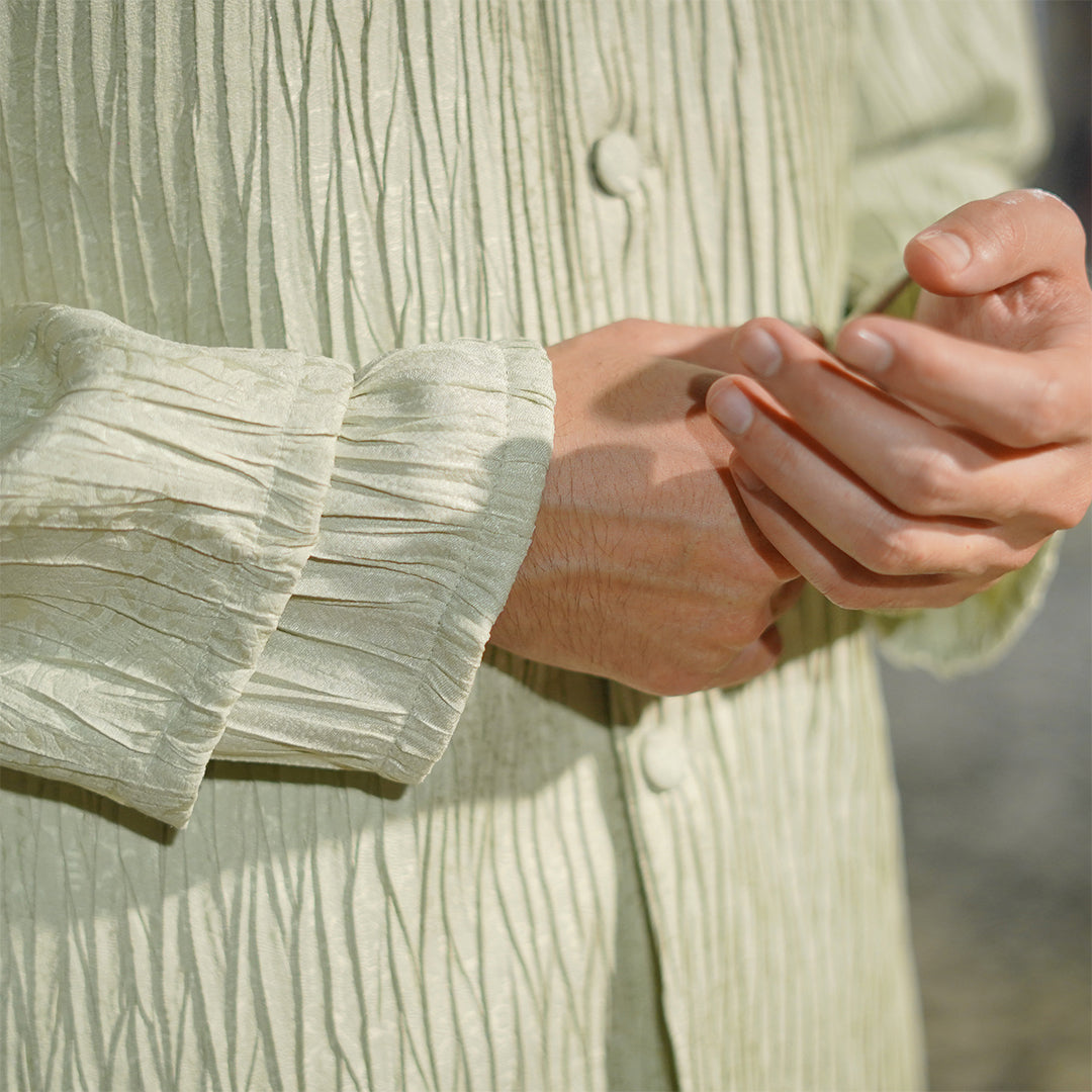 Mint Green Crush Jamawar Three-Piece Suit
