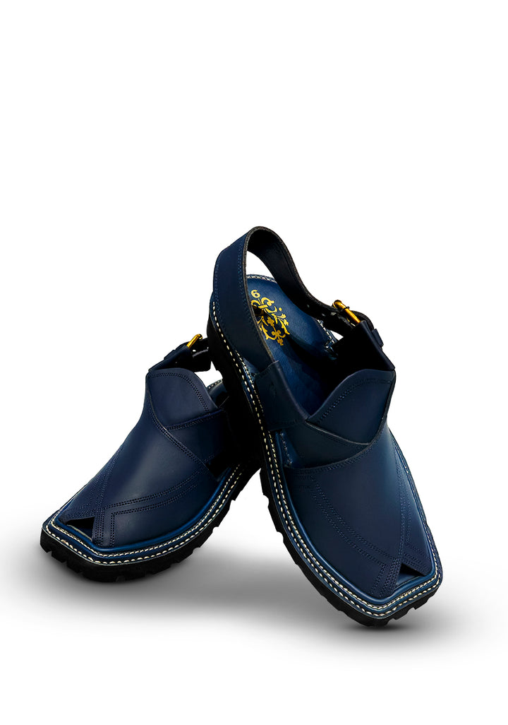 Blue Leather Peshawari Sandal