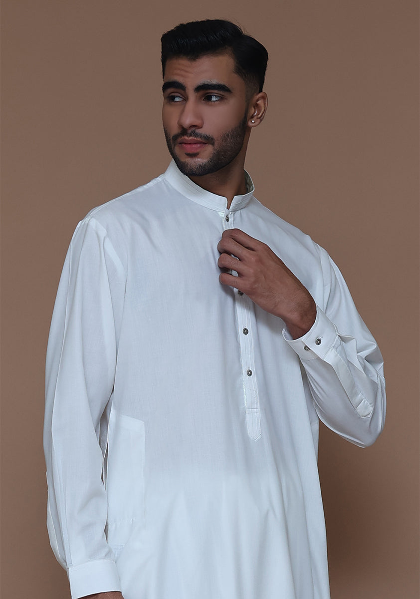 PV Cloud Dancer Classic Fit Plain Kameez Shalwar