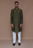 Classic Jamawar Olive Classic Fit Kurta