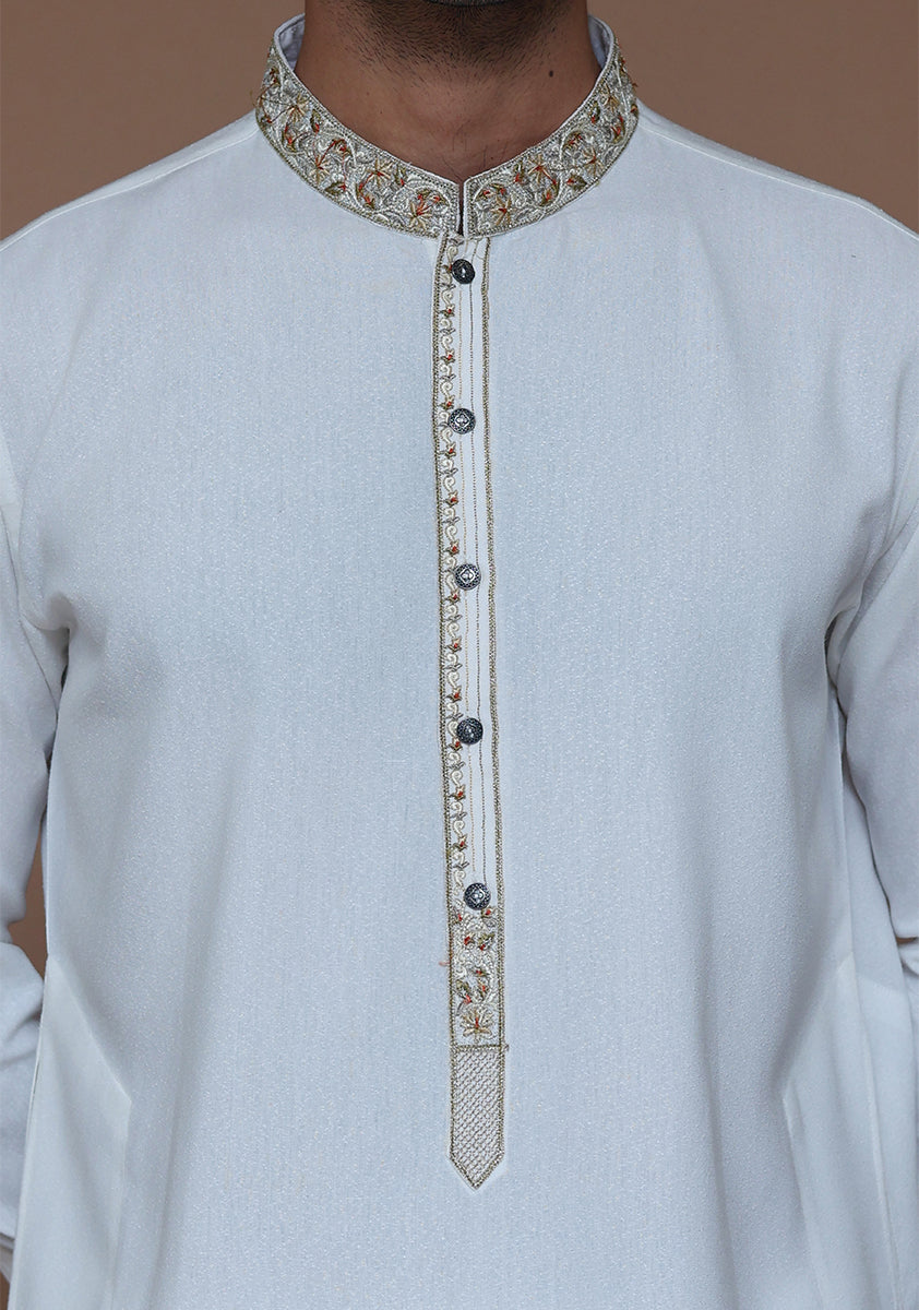 Ayuthia Cloud Dancer Slim Fit Embroidered Suit