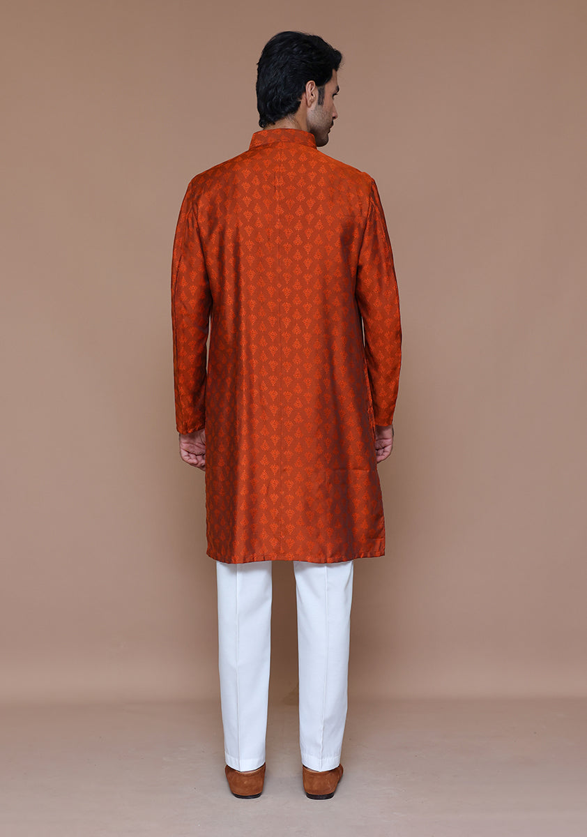 Jamawar Rust Classic Fit Kurta