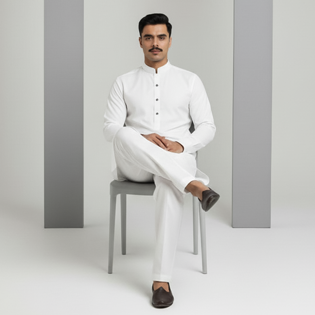 Basic Ayuthia White Slightly Defected Slim Fit Suit