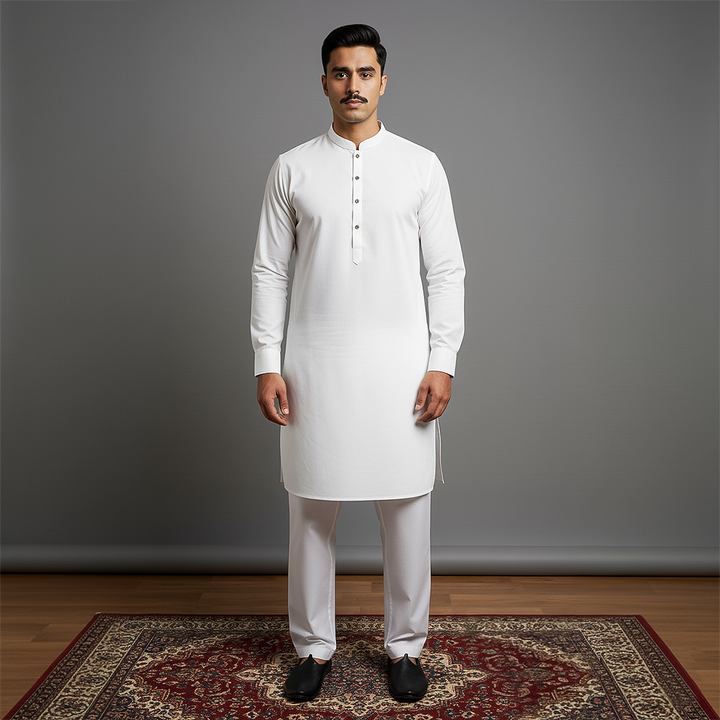 Basic Poly Viscose White Slightly Defected Slim Fit Suit