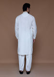 Basic Cotton Silk Cloud Dancer Classic Fit Embroidered Suit