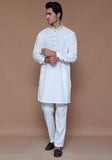 Basic Cotton Silk Cloud Dancer Slim Fit Embroidered Suit