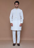 Basic Cotton Silk Cloud Dancer Slim Fit Embroidered Suit