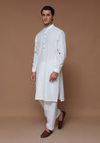 Basic Cotton Silk Cloud Dancer Slim Fit Plain Suit