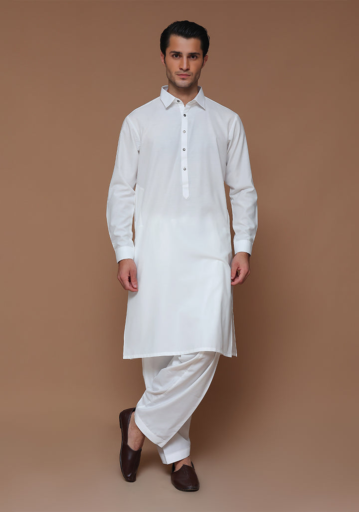 Basic Cotton Silk Cloud Dancer  Slim Fit Suit