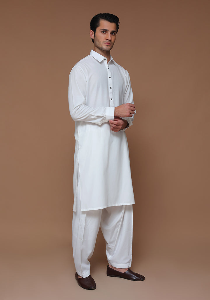 Basic Cotton Silk Cloud Dancer  Slim Fit Suit