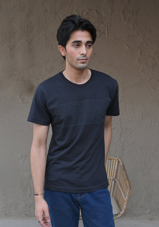 Men's Black Jersey Round Neck T-Shirt