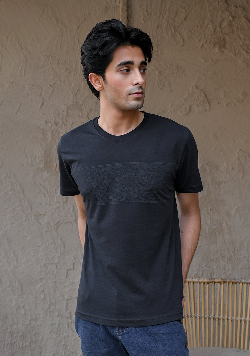Jersey Round Neck Black T-Shirt