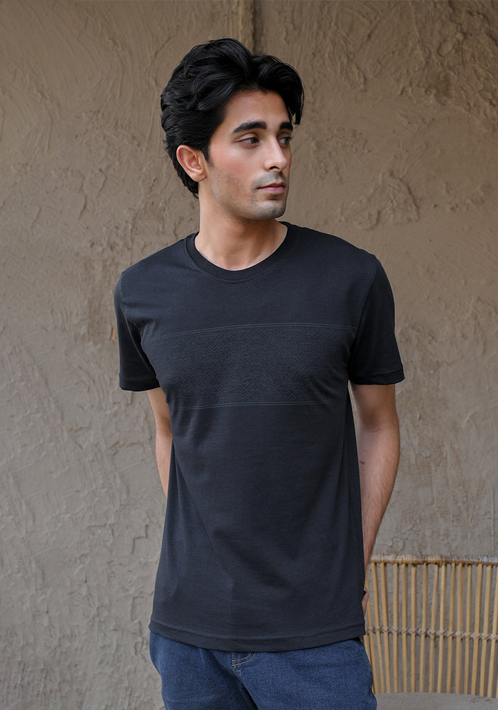 Jersey Round Neck Black T-Shirt