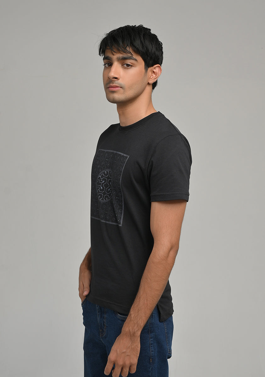 Jersey Round Neck Black T-Shirt