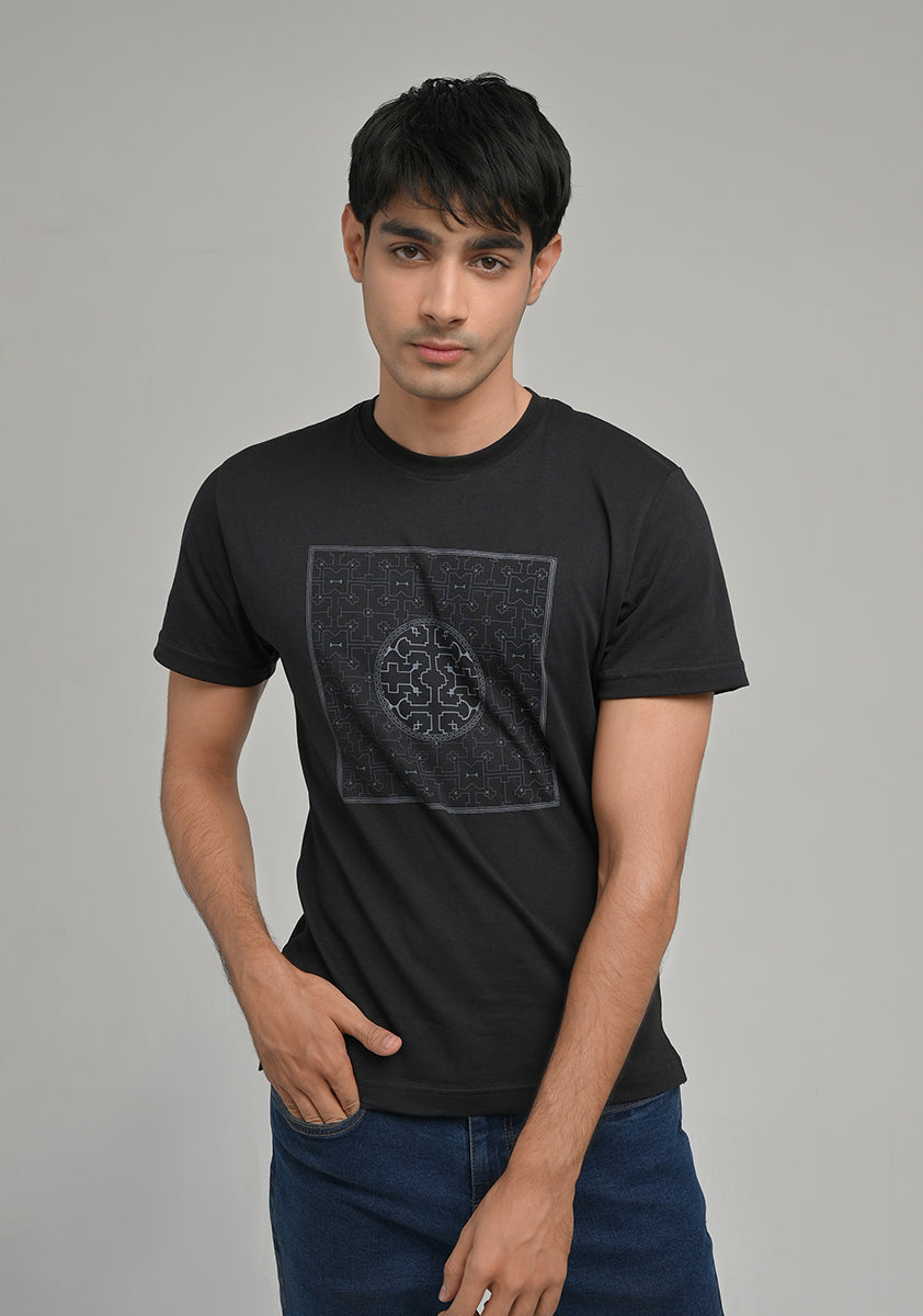 Jersey Round Neck Black T-Shirt
