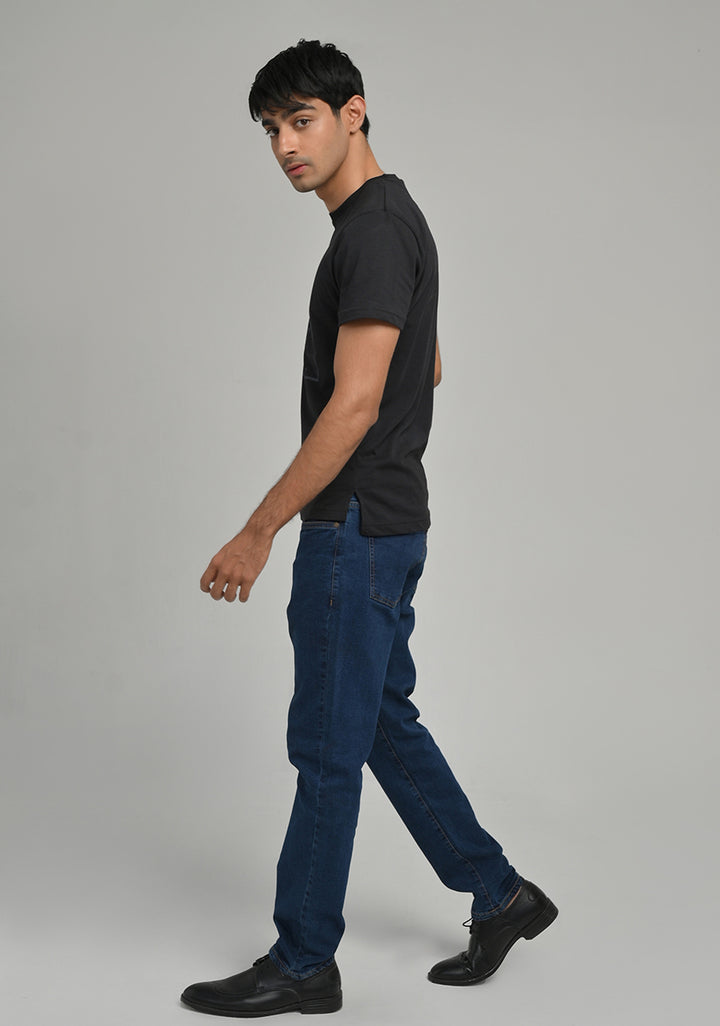 Jersey Round Neck Black T-Shirt