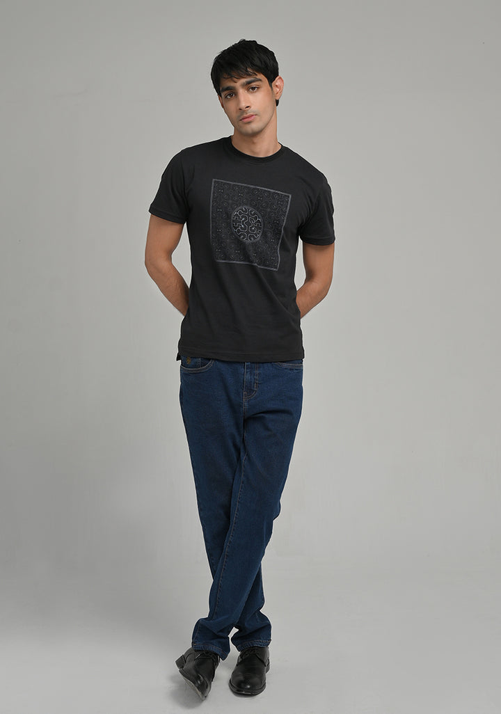 Jersey Round Neck Black T-Shirt