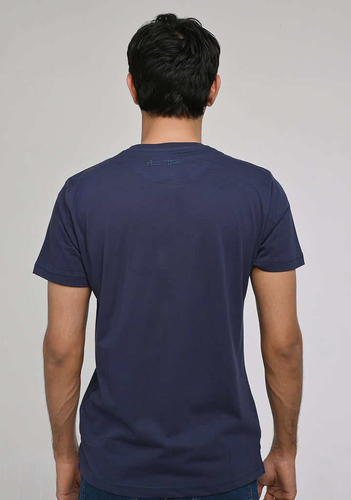 Jersey Round Neck Blue T-Shirt