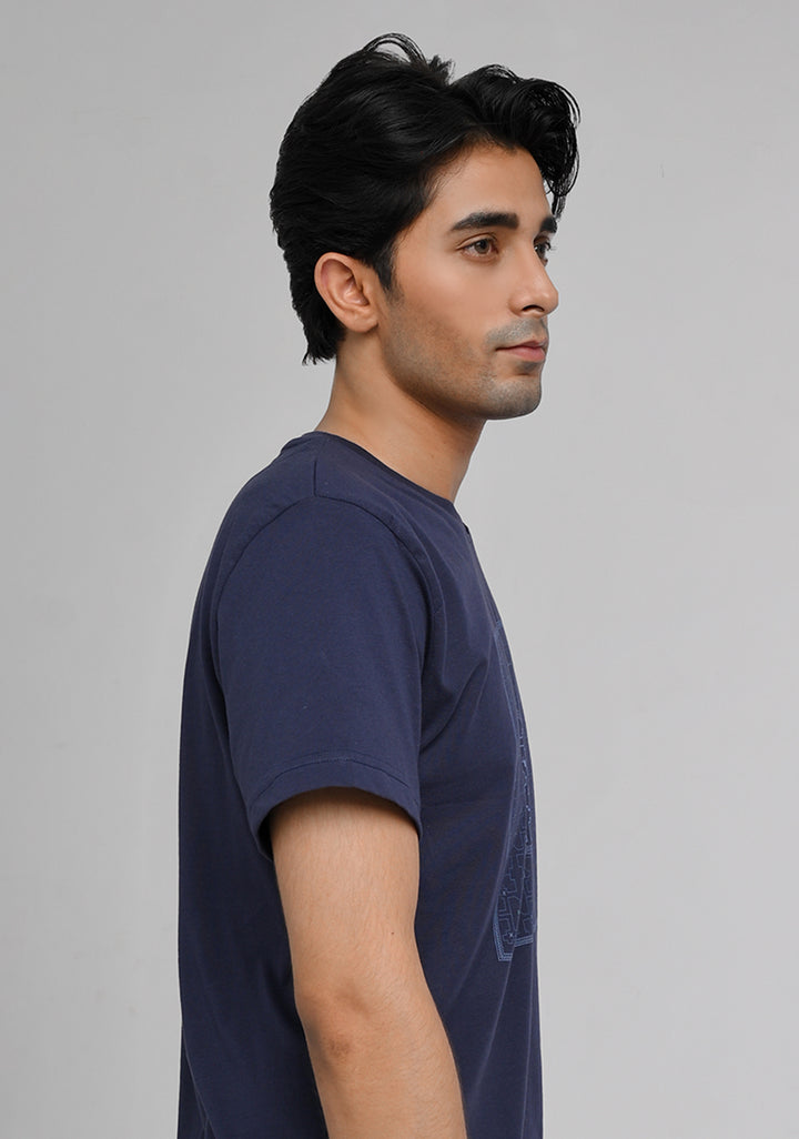 Jersey Round Neck Blue T-Shirt