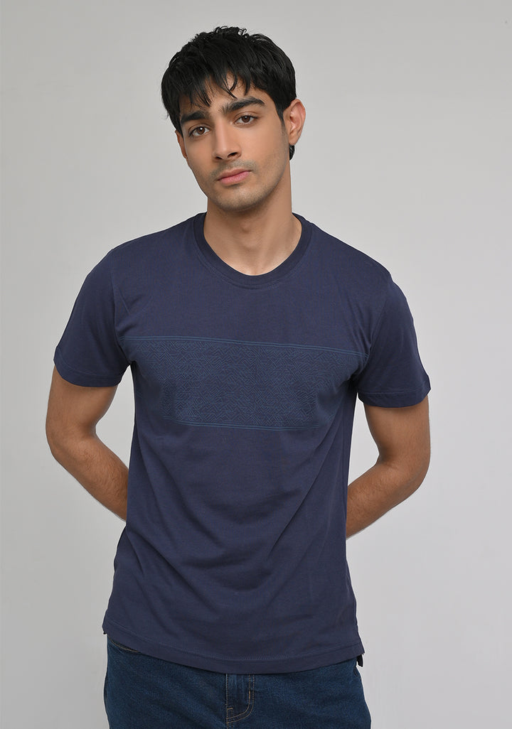 Jersey Round Neck Blue T-Shirt