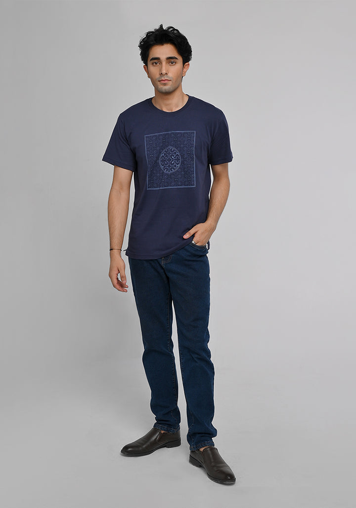 Jersey Round Neck Blue T-Shirt