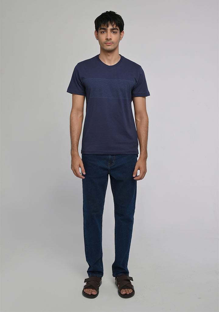 Jersey Round Neck Blue T-Shirt