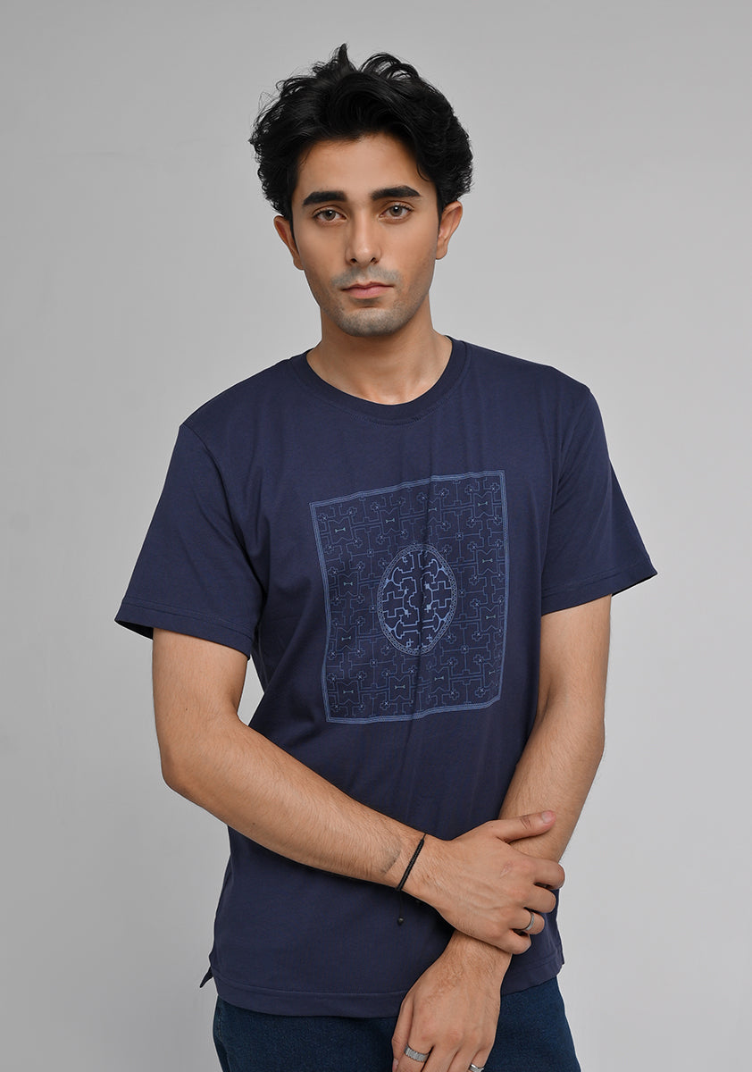 Jersey Round Neck Blue T-Shirt