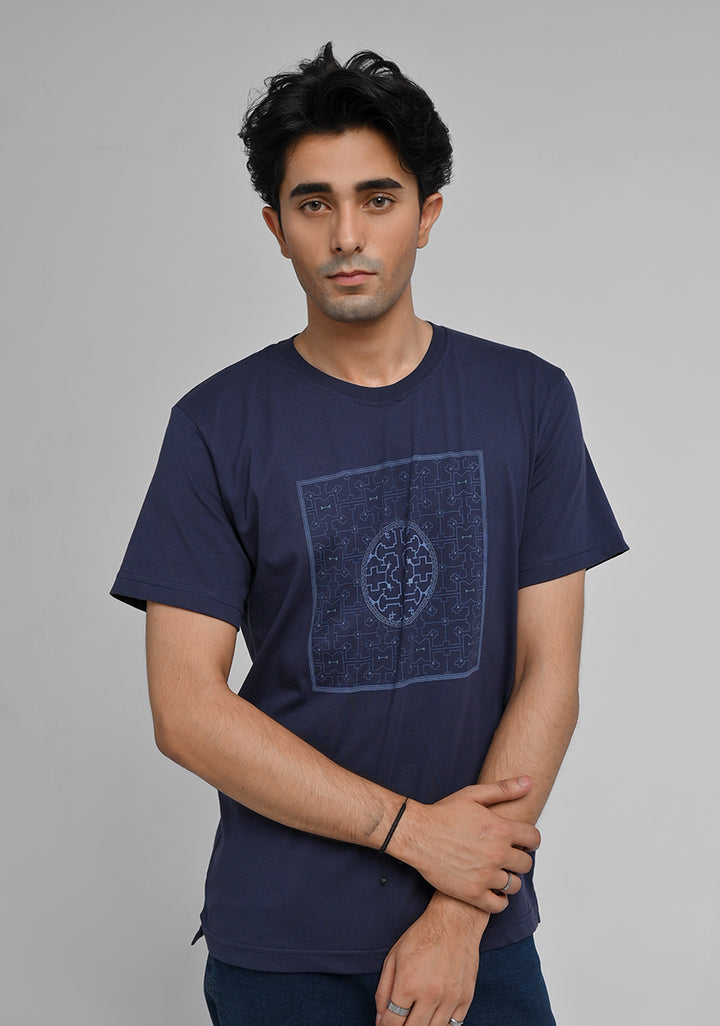 Jersey Round Neck Blue T-Shirt