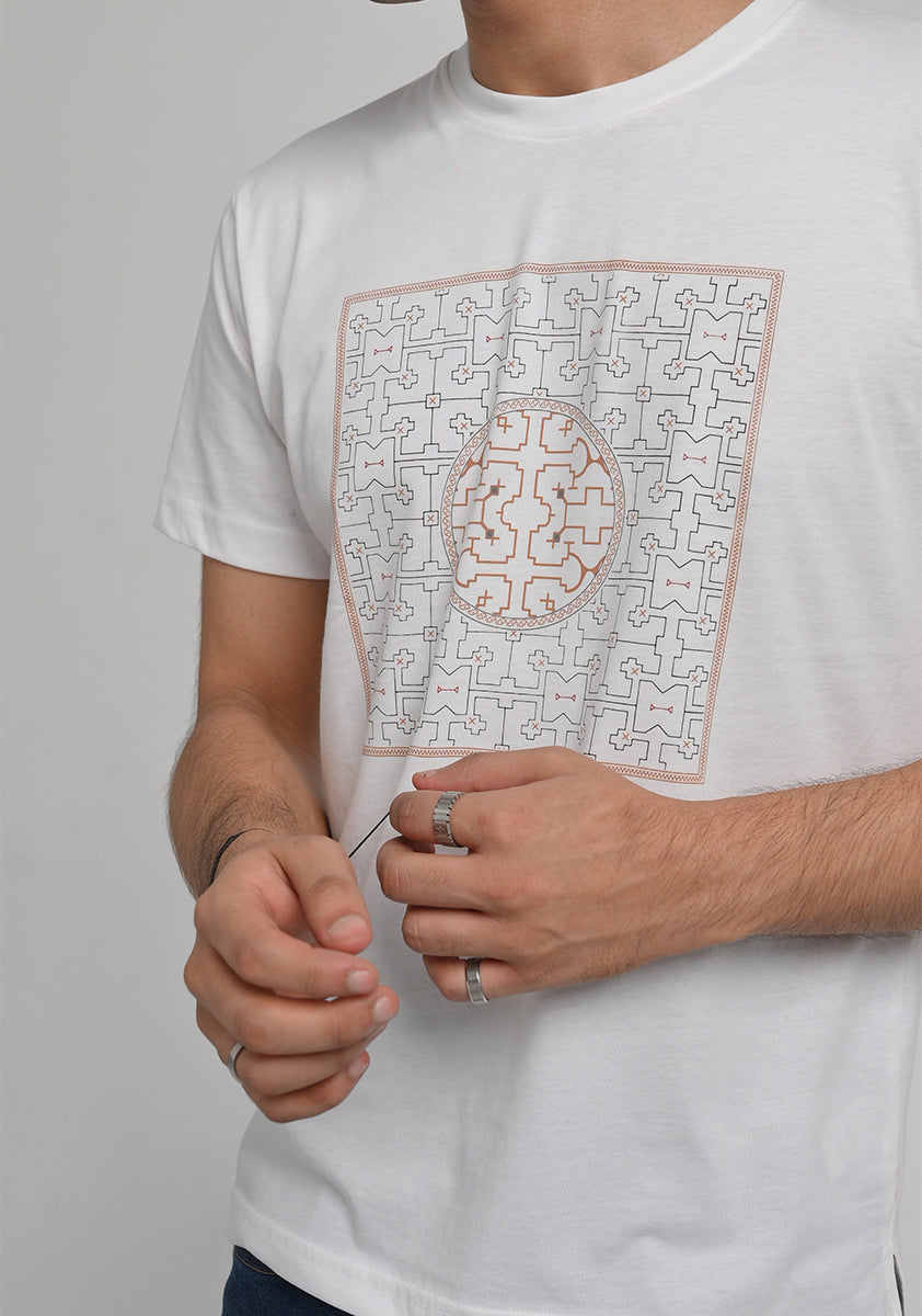 Jersey Round Neck White T-Shirt