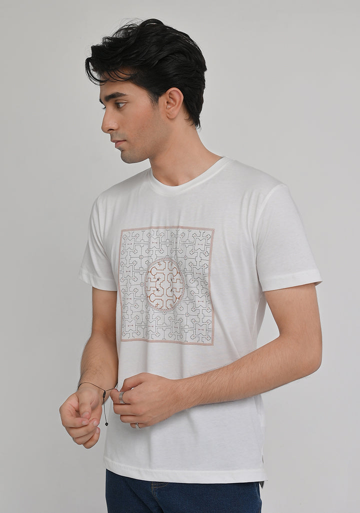 Jersey Round Neck White T-Shirt